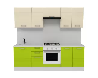 Кухня Люкс 2.4 м - Лайм Глянец/Ваниль Глянец (Горизонт)