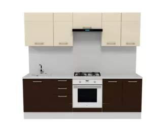 Кухня Люкс 2.4 м - Шоколад Глянец/Ваниль Глянец (Горизонт)