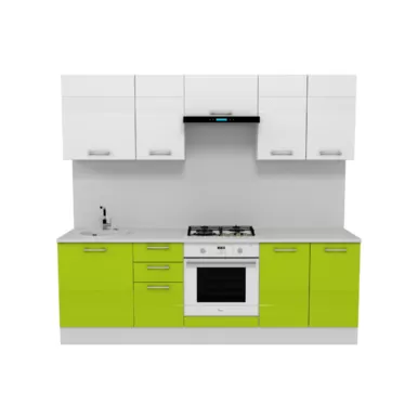 Кухня Люкс 2.4 м - Лайм Глянец/Белый Глянец (Горизонт)