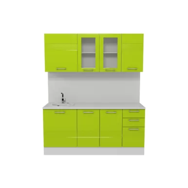 Кухня Люкс 1.8 м со стеклом - Лайм Глянец (Горизонт)