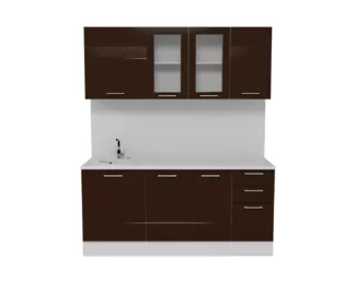 Кухня Люкс 1.8 м со стеклом - Шоколад Глянец (Горизонт)