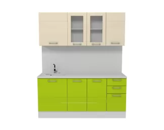 Кухня Люкс 1.8 м со стеклом - Лайм Глянец/Ваниль Глянец (Горизонт)