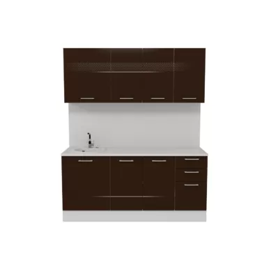 Кухня Люкс 1.8 м - Шоколад Глянец (Горизонт)