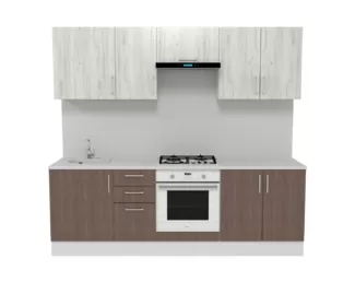 Кухня Европа 2.4 м - Мор дерево/Крафт белый (Горизонт)