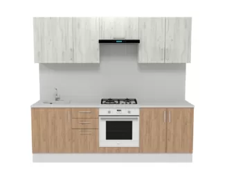 Кухня Европа 2.4 м - Крафт золотой/Крафт белый (Горизонт)