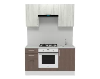 Кухня Европа 1.5 м - Мор дерево/Крафт белый (Горизонт)