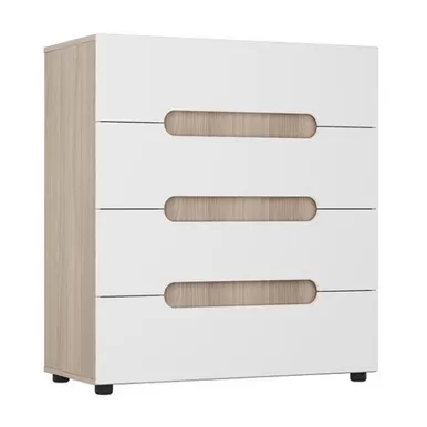 Комод КМ-022 Палермо-3 - Ясень Шимо светлый/Белый глянец (МК Стиль А)