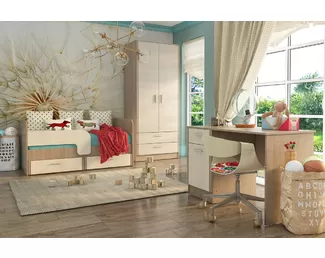 Модульная детская Юта 3 - Крослайн Латте / Карамель