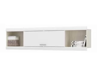 Полка Симба (надстройка над кроватью) - Дуб Белфорт / Белый глянец