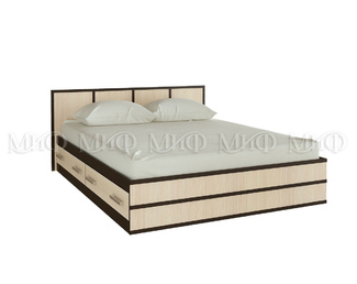 Кровать Сакура 1.4 м (Дуб беленый/Венге) МИФ
