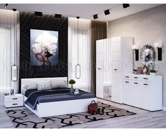 Спальный гарнитур Нэнси New - Белый глянец / Белый (МИФ)