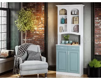 Буфет 2-х створчатый Констанция (Белый матовый/Голубой)