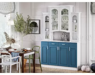 Буфет 4-х створчатый Констанция (Белый матовый/Джинс)