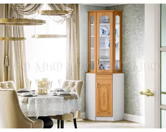 Буфет угловой Лиза-2 - Белый / Ольха матовый