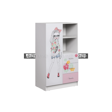 Шкаф комбинированный Вега FASHION (Белый/Розовый) МИФ