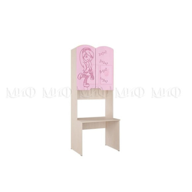 Стол с надстройкой Юниор-3 (Розовый металлик/Дуб беленый) МИФ