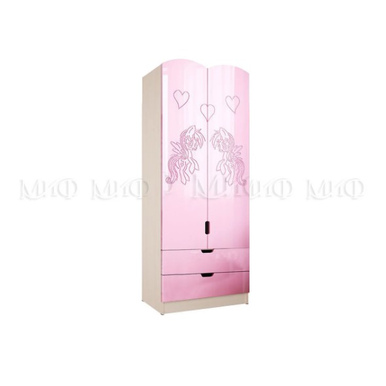 Шкаф Юниор-3 (Розовый металлик/Дуб беленый) МИФ