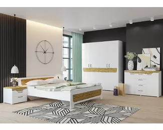 Спальня Милана - Белый / Сосна Гранд (Горизонт)