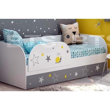 Детская кровать Трио КРП-01 с защитным бортиком (Звездное детство)