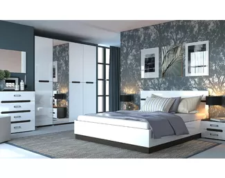 Спальня Вегас - Комплект 1 - Белый глянец/Венге (Горизонт)