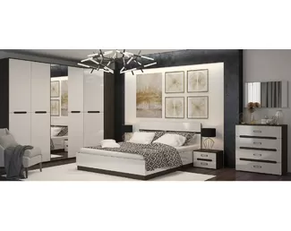 Спальня Вегас - Комплект 4 - Белый глянец/Венге (Горизонт)