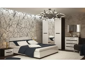 Спальня Вегас - Комплект 5 - Белый глянец/Венге (Горизонт)