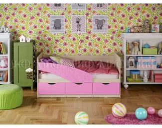 Кровать Бабочки 1.8*0.8м (Сиреневый матовый / Дуб беленый) МИФ