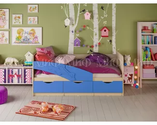 Кровать Дельфин 1.6*0.8м (Синий матовый / Дуб беленый) МИФ