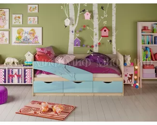 Кровать Дельфин 1.8*0.8м (Голубой / Дуб беленый) МИФ