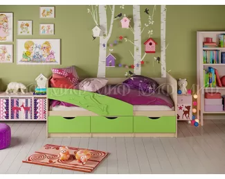 Кровать Дельфин 1.8*0.8м (Салатовый матовый / Дуб беленый) МИФ