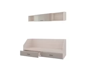 Кровать Ненси и навесная полка 2032 (ясень шимо-капучино глянец) (Горизонт)