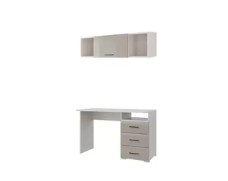 Письменный стол Ненси с навесной полкой Ненси 1200 (ясень шимо-капучино глянец) (Горизонт)