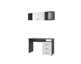 Письменный стол Ненси с навесной полкой Ненси 1200 (венге-белый глянец) (Горизонт)