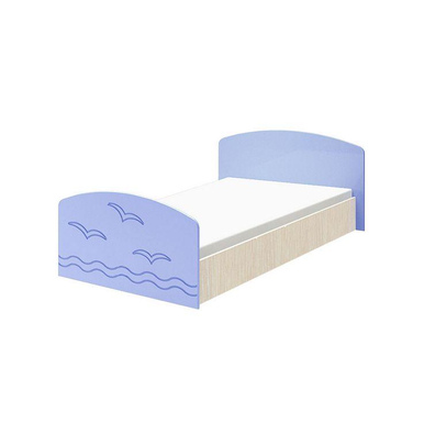 Кровать Юниор-2 (Голубой матовый / Дуб беленый) МИФ