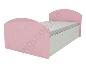 Кровать Юниор-2 (Розовый металлик / Дуб беленый) МИФ