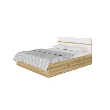 Кровать Ненси 1,4 м с ортопед. осн. (золотой дуб-белый глянец) (Горизонт)