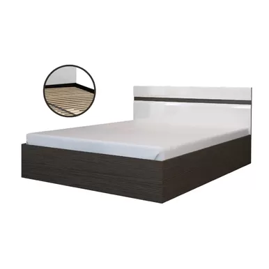 Кровать Ненси 1,6 м с ортопед. осн. (венге-белый глянец) (Горизонт)