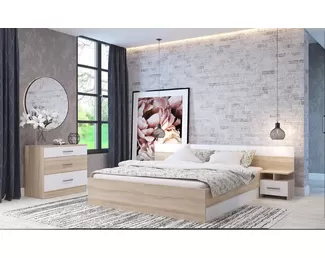 Спальный гарнитур Леси - Дуб Сонома / Белый (Горизонт)