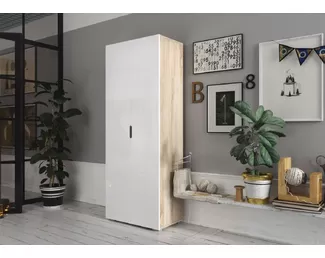 Шкаф Лия - Сонома / Белый глянец (Рикко)