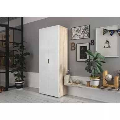 Шкаф Лия - Сонома / Белый глянец (Рикко)