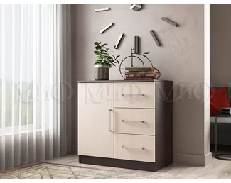 Бася Комод с 3-мя ящиками и 1 дв. - Дуб беленый/Венге (МИФ)