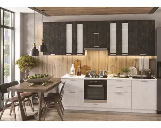 Кухня Бетоны 2.8 м - Бетон графит/Бетон снежный (Стендмебель)