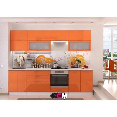 Кухня модульная Ксения 2.8м - Оранж глянец (Стендмебель)
