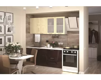 Кухня модульная Ксения 1.6м - Ваниль глянец/Шоколад глянец (Стендмебель)