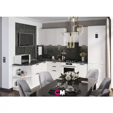 Кухня угловая Альфа 1.9х2.2 м - Холст белый (Стендмебель)