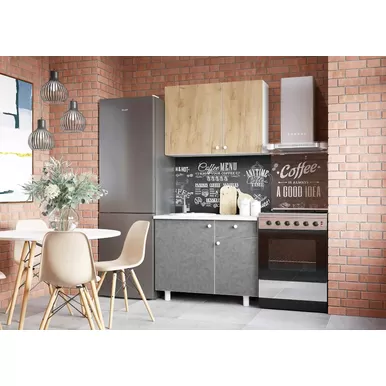 Кухонный гарнитур Point 1.0 м - Крафт золотой/Бетон (Горизонт)