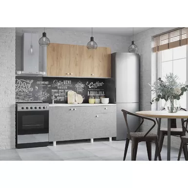 Кухонный гарнитур Point 1.5 м - Крафт золотой/Бетон (Горизонт)