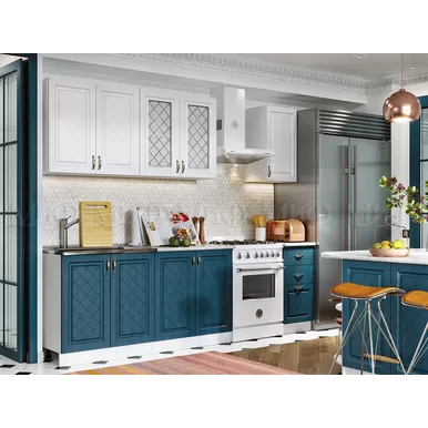 Кухонный гарнитур Ирина 2.0 м Белый матовый/Джинс (МИФ)