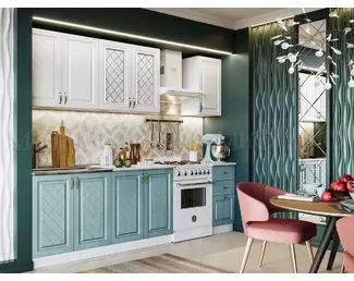 Кухонный гарнитур Ирина 2.0 м Белый матовый/Голубой (МИФ)