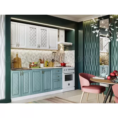 Кухонный гарнитур Ирина 1.8 м Белый матовый/Голубой (МИФ)